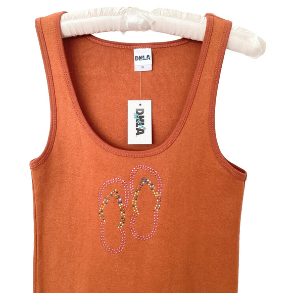 DNLA Tops - DNLA Sport Tank Rust With Sparkly Flip Flops XS/S NWT